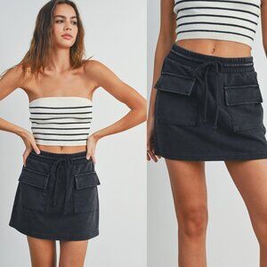 Aria Washed French Terry Front Pocket Skirt